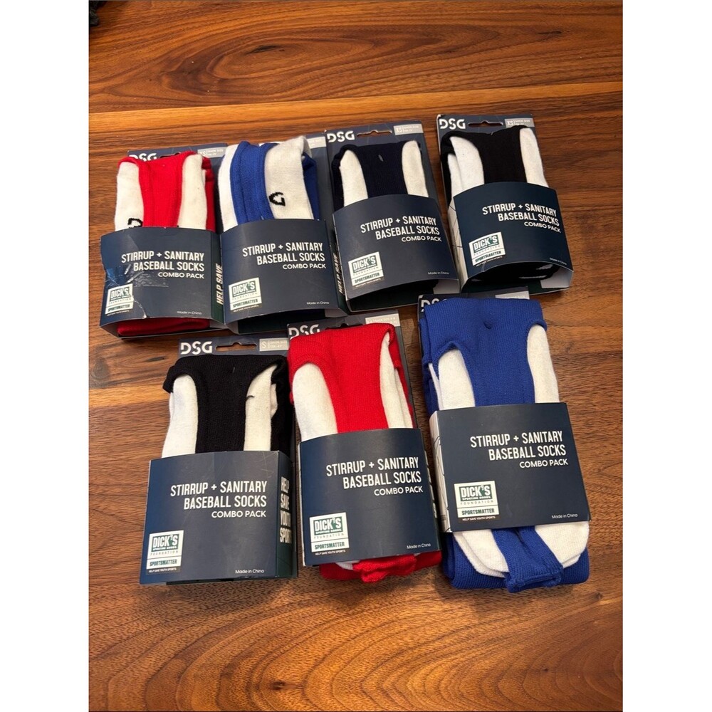 Dick’s Lot of 7 Adult and Kid Stirrup and Sanitary Baseball Socks Combo Packs